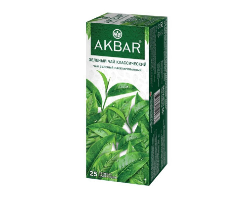 Чай AKBAR зеленый классический, пакетированный, Россия, 50 г (25*2 г) 