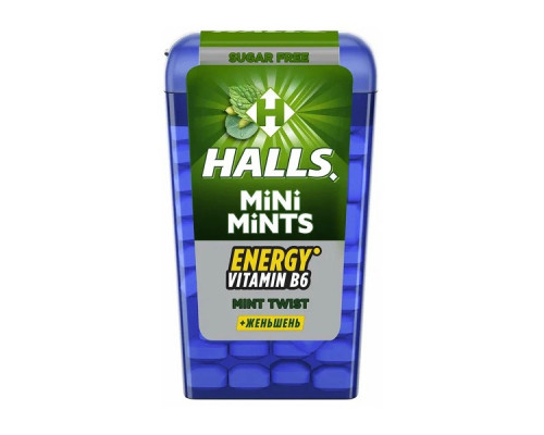 Конфеты HALLS Mini Mints с эктрактом женьшеня, со вкусом мяты и ментола, Турция, 12,5 г