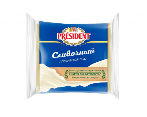 Сыр "Сливочный" 150г плавленный ломтевой 40% ТМ President