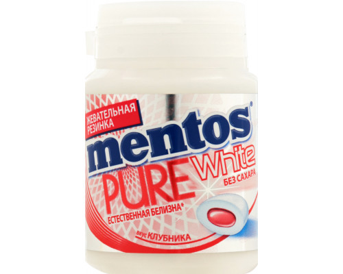 Жевательная резинка MENTOS Pure White со вкусом клубники, Россия, 54 г 