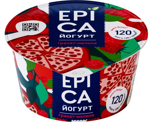 Йогурт EPICA гранат-малина 4,8%, без змж, Россия, 130г