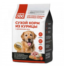 Корм сухой для взрослых собак CHEPFA DOG Курица с рисом, для средних и крупных пород, полнорационный, Россия, 2,2кг