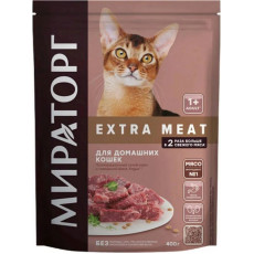 Корм сухой для домашних кошек старше 1 года МИРАТОРГ Extra Meat с говядиной, полнорационный, Россия, 400г
