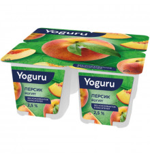 Йогурт Yoguru с фруктовым наполнителем Персик 2,5% , Беларусь,125г