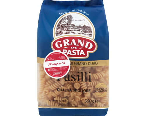 Макаронные изделия GRAND DI PASTA Fusilli, группа А, высший сорт, Россия, 500г