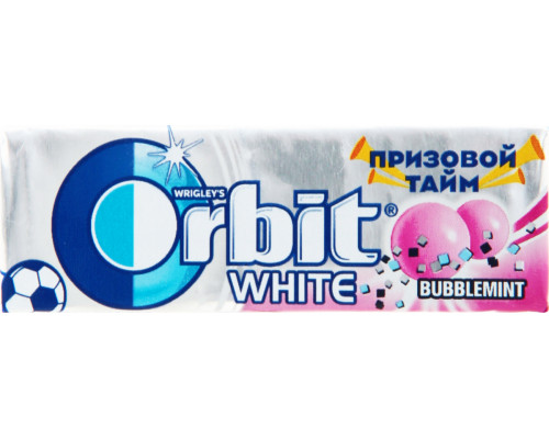 Жевательная резинка ORBIT White Bubblemint с ароматом фруктов и мяты, Россия, 13,6 г 