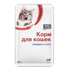 Корм консервированный для кошек ARO говядина в соусе, Россия, 85г