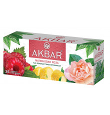 Чай AKBAR малиновая роза, зеленый пакетированный, Россия, 37.5 г (25*1.5 г)