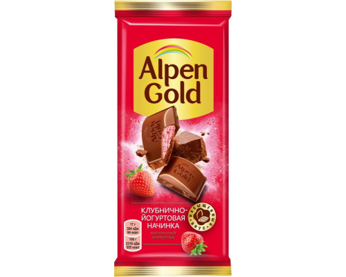 Шоколад "Альпен Гольд" 85г молоч. с клубнично-йогур.нач.м/у