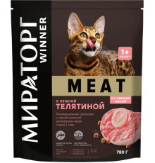 Корм сухой для взрослых кошек старше 1 года МИРАТОРГ Winner Meat с нежной телятиной, полнорационный, Россия, 750г