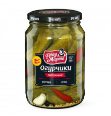 Огурцы ФРАУ МАРТА Застольные с перцем, маринованные, Беларусь, 680г