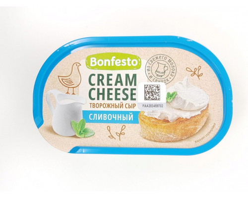 Сыр творожный BONFESTO Cream Cheese Сливочный 65%, без змж, Беларусь, 140г