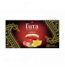 Чай ГИТА индийский, с ароматом лимона черный в пакетиках, Россия, 36 г (24*1,5 г) 