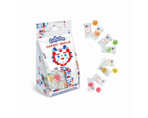 Карамель CONFECTUM Smile Candy микс лимон, клубника, манго и арбуз, Китай, 100 г