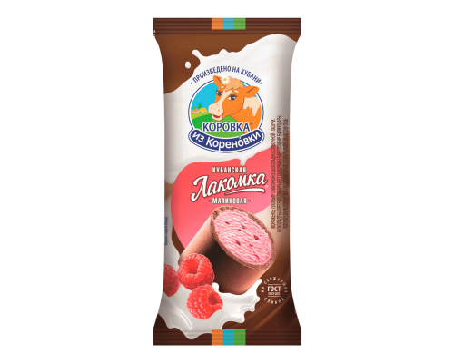 Мороженое КОРОВКА ИЗ КОРЕНОВКИ 90г Пломбир с малиной в шоколадно-сливочной глазури