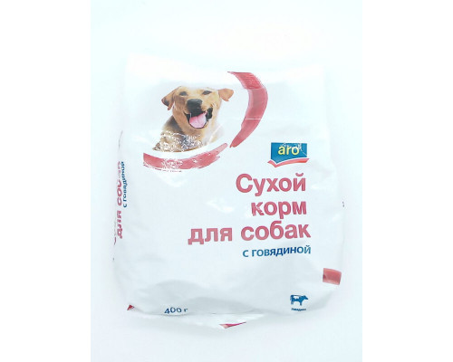 Корм сухой для собак ARO с говядиной, для всех пород, полнорационный, Россия, 400г