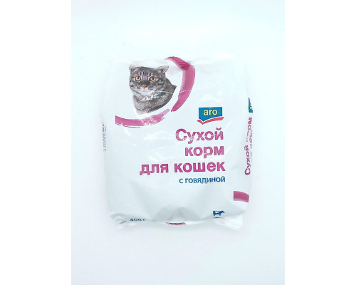 Корм сухой для кошек ARO с говядиной, полнорационный, Россия, 400г