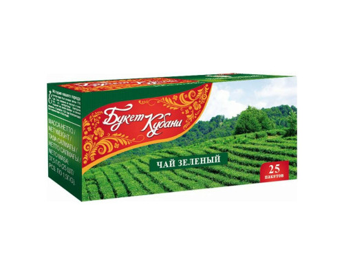 Чай БУКЕТ КУБАНИ зеленый пакетированный, Россия, 37,5г (25*1,5г) 