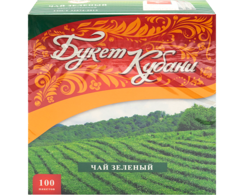 Чай БУКЕТ КУБАНИ зеленый пакетированный, Россия,150г (100*1,5г) 