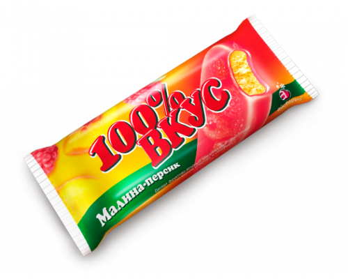 Десерт 100% ВКУС фруктово-ягодный 70г со вкусом персик и малина 