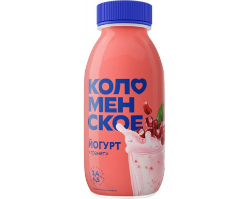 Йогурт КОЛОМЕНСКИЙ Гранат из цельного молока 3,4% до 4,5%, Россия,260мл