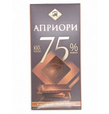 Шоколад горький АПРИОРИ 75% какао, Россия, 100г