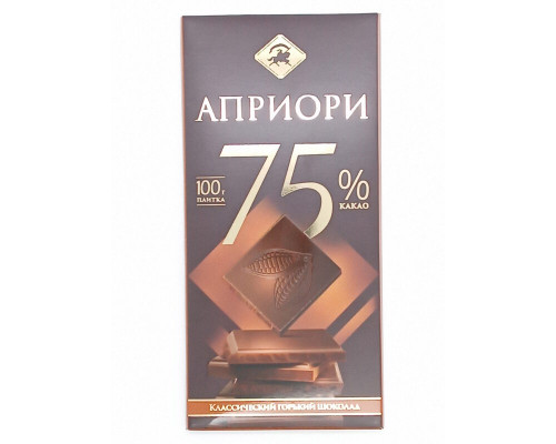 Шоколад горький АПРИОРИ 75% какао, Россия, 100г