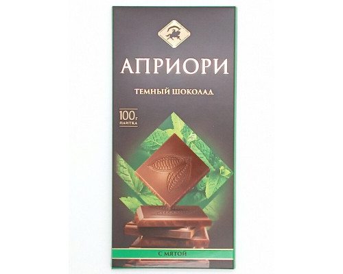 Шоколад тёмный АПРИОРИ 47% с мятой, Россия, 100г