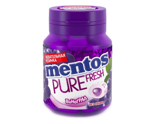 Жевательная резинка MENTOS Pure Fresh со вкусом винограда, Россия,54г