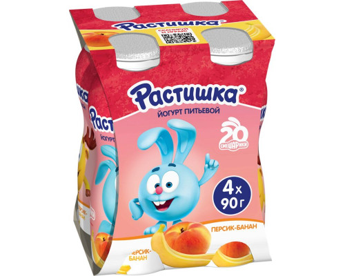 Йогурт питьевой РАСТИШКА с персиком и бананом, Россия, 90г
