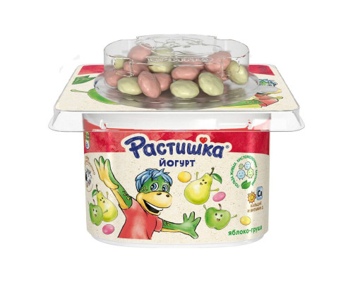 Йогурт РАСТИШКА с яблоком и грушей,с печеньем в шоколаде, Россия, 118г
