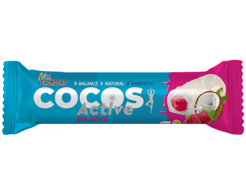 Батончик Cocos Active Кокосовый с начинкой Малина, Россия, 40г