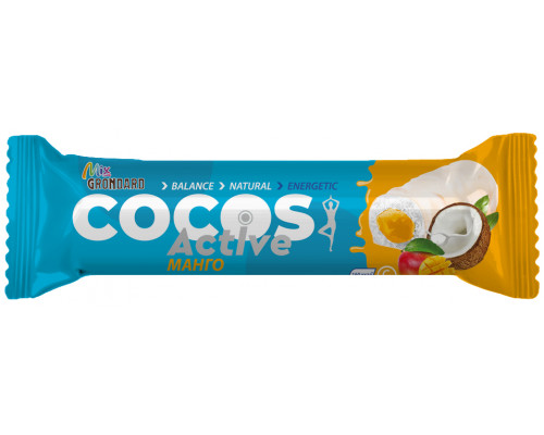 Батончик Cocos Active Кокосовый с начинкой Манго, Россия, 40г
