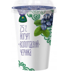 Йогурт Вологодский с черникой 2,5%, без змж, Россия, 240г