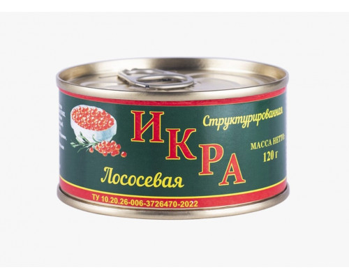Икра лососевая структурированная пастеризованная, имитированная пищевая рыбная продукция, Россия, 120г