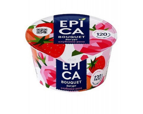 Йогурт Epica Bouquet с клубникой и экстрактом розы 4,8%, Россия, 130г