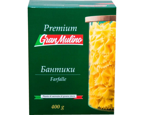 Макаронные изделия GRANMULINO Premium Бантики, группа А, высший сорт, Россия, 400г