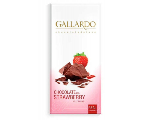 Шоколад горький REAL CHOCOLATE Gallardo с начинкой со вкусом клубники, Иран, 80г