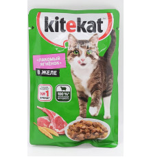 Корм консервированный для взрослых кошек KITEKAT Лакомый ягнёнок в желе, Россия, 85г