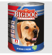 Корм консервированный для собак BIGDOG ягнёнок с рисом, Россия, 850г