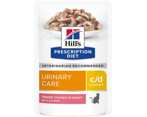 Корм консервированный для взрослых кошек, для снижения повторного образования струвитных уролитов HILL’S Prescription Diet Multicare Urinary Care c/d с лососем, полноценный, Нидерланды, 85г