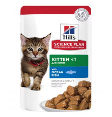 Корм консервированный для котят, беременных и кормящих кошек HILL’S Science Plan Kitten<1 с океанической рыбой, полноценный, Нидерланды, 85г