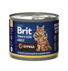 Корм консервированный для  кошек BRIT Premium курица, полнорационный, Россия, 200г