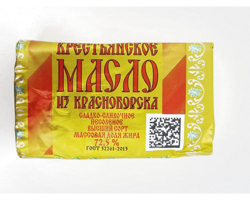 Масло "Крестьянское" 180г н/с в/с 72,5% "МЗ Красноб." "БЗМЖ"