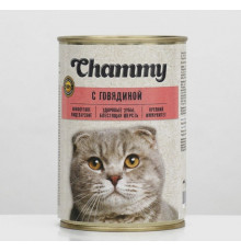 Корм консервированный для кошек CHAMMY с говядиной в соусе, неполнорационный, Россия, 415г