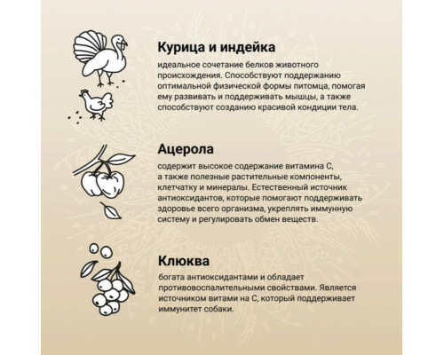 Корм сухой для взрослых собак CRAFTIA Natura курица и индейка, для средних и крупных пород, полнорационный, Сербия,640г