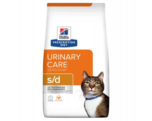 Корм сухой для взрослых кошек, для растворения струвитных уролитов HILL’S Prescription Diet Urinary Care s/d с курицей, полноценный, Нидерланды, 1,5кг
