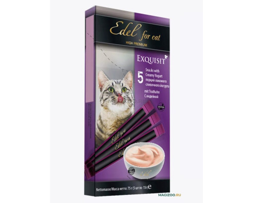 Лакомство для кошек EDEL for cat сливочный йогурт с индейкой, Россия, 75г (5штук по 15г)