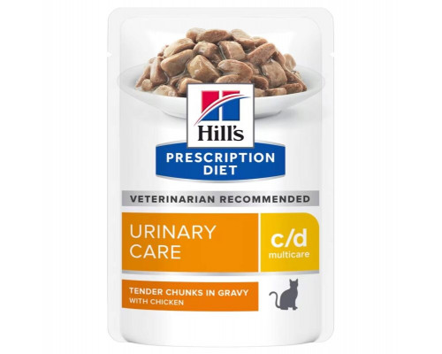 Корм консервированный для взрослых кошек, для снижения повторного образования струвитных уролитов HILL’S Prescription Diet Multicare Urinary Care c/d с курицей, полноценный, Нидерланды, 85г