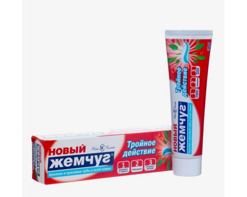 Зубная паста НОВЫЙ ЖЕМЧУГ Тройное действие, Россия, 100мл